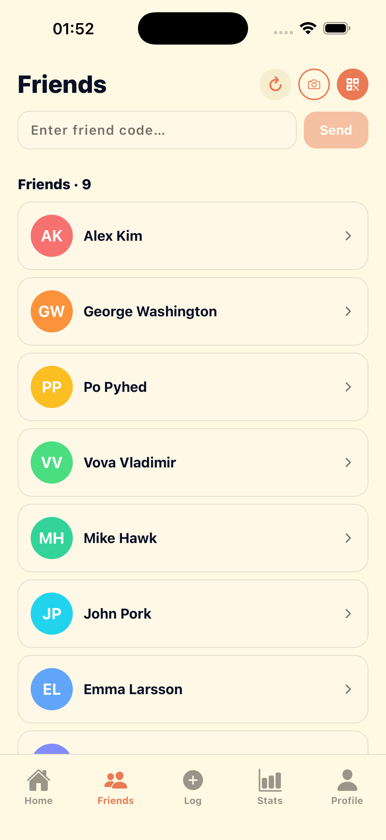 Friends list