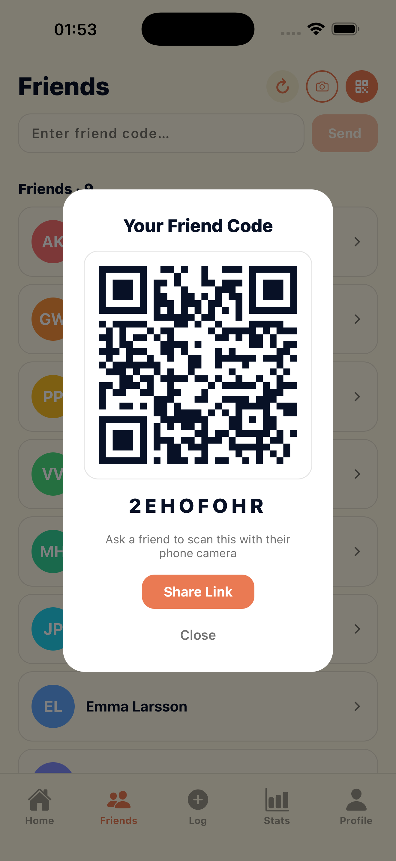 Personal friend QR code